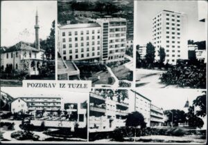 Naslov Pozdrav iz Tuzle [Razglednica] Vrsta građe razglednica Jezik bosanski Godina 196? Izdavanje i proizvodnja Sarajevo : Oslobođenje, 196? (Beograd : Jugoturist) Fizički opis 1 razglednica : crno-bijela ; 10 x 15 cm Predmetne odrednice Tuzla – Jalska džamija – Hotel Bristol – Pasaž – Narodno pozorište – Razglednice UDK 77.033(497.6Tuzla) COBISS.BH-ID 55322374 Signatura – lokacija, inventarski br. Zavičajna zbirka 77 POZDRAV IN: 2000022