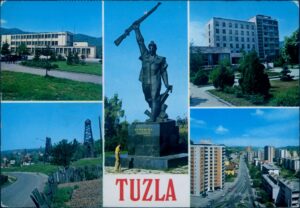 Naslov Tuzla [Razglednica] Vrsta građe razglednica Jezik bosanski Godina 1978 Izdavanje i proizvodnja Tuzla : Univerzal, 1973 (Zagreb : Turistkomerc) Fizički opis 1 razglednica : u boji ; 10 x 15 cm Predmetne odrednice Tuzla – Dom JNA – Husinski rudar – Hotel Bristol – Zgrada Zvijezda – Slani bunari – Razglednice UDK 77.033(497.6Tuzla) COBISS.BH-ID 55612678 Signatura – lokacija, inventarski br. Zavičajna zbirka 77 TUZLA IN: 2000033