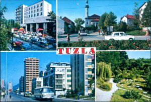 Naslov Tuzla [Razglednica] Vrsta građe razglednica Jezik bosanski Godina 1975? Izdavanje i proizvodnja Zagreb : Turistkomerc, 1975? Fizički opis 1 razglednica : u boji ; 9 x 14 cm Predmetne odrednice Tuzla – Hotel Bristol – Skver – Šarena džamija – Behram-begova džamija – Atik džamija – Ulica Maršala Tita – Partizansko spomen obilježje – Šetalište Slana banja – Razglednice UDK 77.033(497.6Tuzla) COBISS.BH-ID 56373766 Signatura – lokacija, inventarski br. Zavičajna zbirka 77 TUZLA IN: 2000052