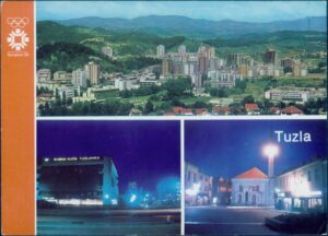 Naslov Tuzla : Sarajevo '84 : [XIV zimsle olimpijske igre Sarajevo 1984 : XIV Olympic Winter Games Sarajevo 1984 : XIVémes jeux olympiques d'hiver Sarajevo 1984] [Razglednica] Vrsta građe razglednica Jezik višejezički Godina 1984 Izdavanje i proizvodnja Sarajevo : Svjetlost, 1984 Fizički opis 1 razglednica : u boji ; 10 x 14 cm Napomene Podnaslov preuzet sa reverzne strane razglednice Predmetne odrednice Tuzla – Panorama grada – Robna kuća Tuzlanka – Čaršijska džamija – Hadži Hasanova džamija – 14. zimske olimpijske igre Sarajevo 1984 – Četrnaeste zimske olimpijske igre Sarajevo 1984 – Razglednice UDK 77.033(497.6Tuzla) COBISS.BH-ID 55692038 Signatura – lokacija, inventarski br. Zavičajna zbirka 77 TUZLA IN: 2000037