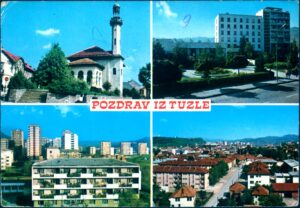 Naslov Tuzla [Razglednica] Vrsta građe grafika Jezik bosanski Godina [197?] Izdavanje i proizvodnja Zagreb : Turistkomerc, [197?] Fizički opis 1 razglednica : u boji ; 10 x 15 cm Napomene Naslov preuzet sa reverzne strane razglednice Predmetne odrednice Tuzla – Šarena džamija – Behram-begova džamija – Hotel Bristol – Panorama grada – Razglednice UDK 77.033(497.6 Tuzla) COBISS.BH-ID 57696262 Signatura – lokacija, inventarski br. Zavičajna zbirka 77 TUZLA